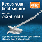 13Lb Heavy Boat Anchor Kit Fluke Anchor With Anchor Chain And Boat Anchor Rope Set For 20' - 32' Foot Including Boat Anchors For