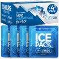 RIDGECOOL 4 Pack Reusable Ice Packs for Coolers, Lunch Boxes, Lunch Bags and Cooler Bags, BPA-Free, Leakproof, Food Safe, Long L