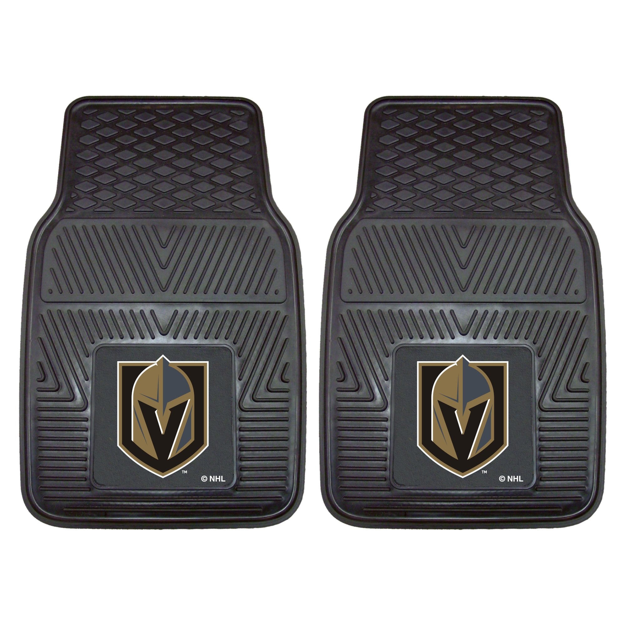 Fanmats 22901 Vegas Golden Knights 2-Piece Heavy Duty Vinyl Car Mat Set, Front Row Floor Mats, All Weather Protection, Universal