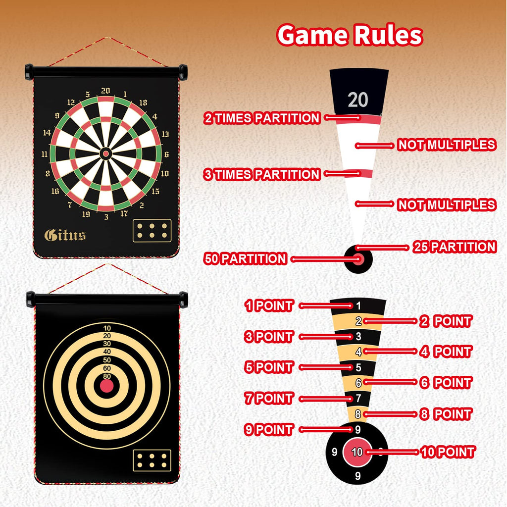 Gitus Magnetic Dart Board Indoor Outdoor Games For Kids With 12 Darts, Gifts For Teenage Boys Teen Boys Gifts Ideas Toys Gifts F