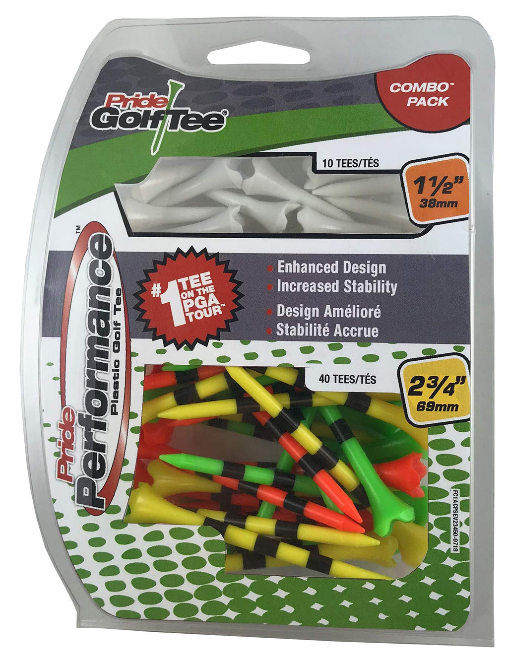 Pride Golf Tee Pride Performance Combo Pack (50 Count: 40 2-3/4'' & 10 1-1/2'')