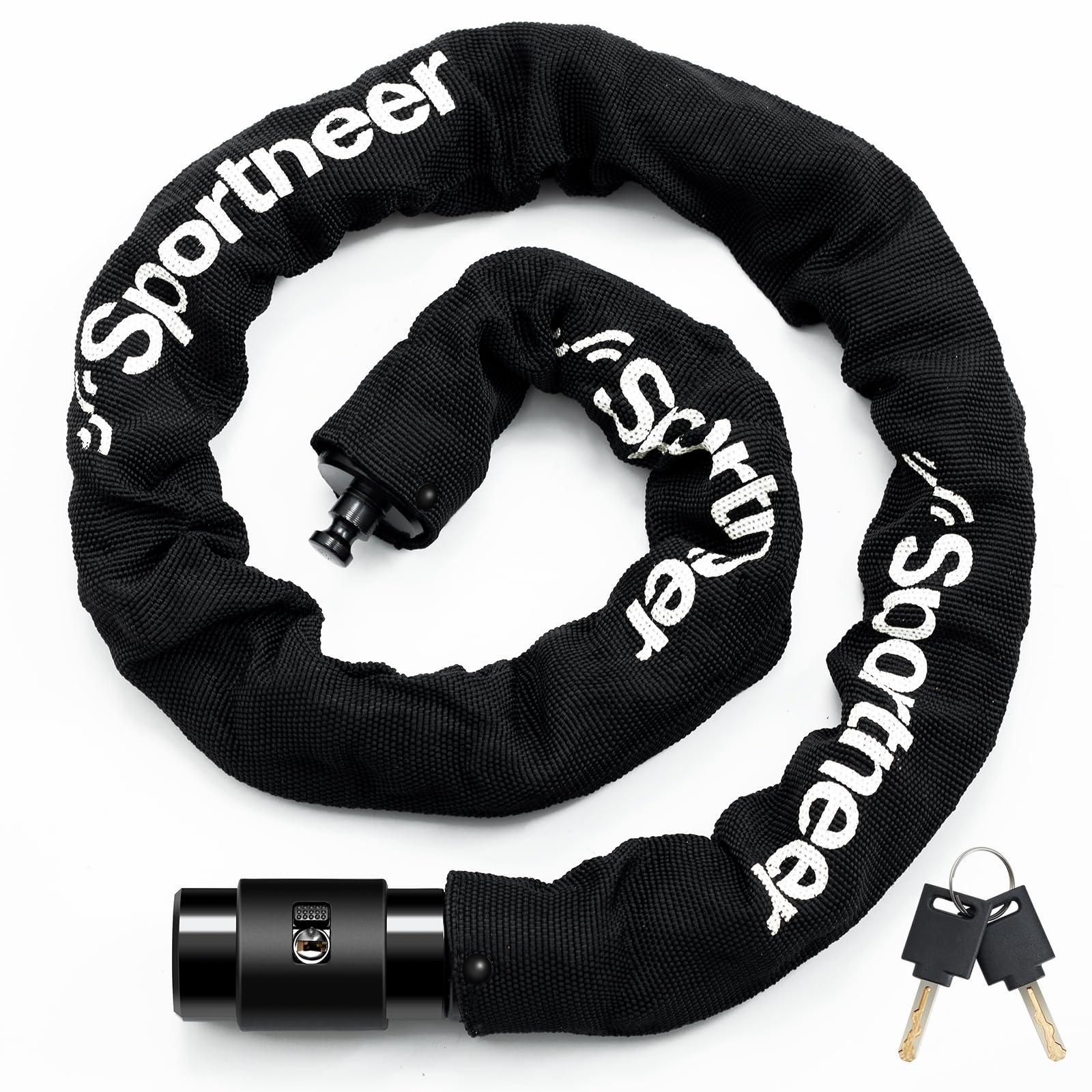 Sportneer Bike Lock: 8mm Thick High Security Anti Theft Bike Chain Lock with 2 Keys- 3.2/4ft Long Heavy Duty Anti-Cut Bicycle Lo