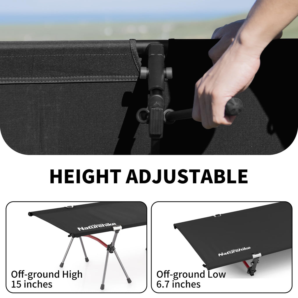 Naturehike Armywild Folding Camping Cot, Height Adjustable Ultralight Backpacking Cot, Portable Camping Bed For Camping Hiking T