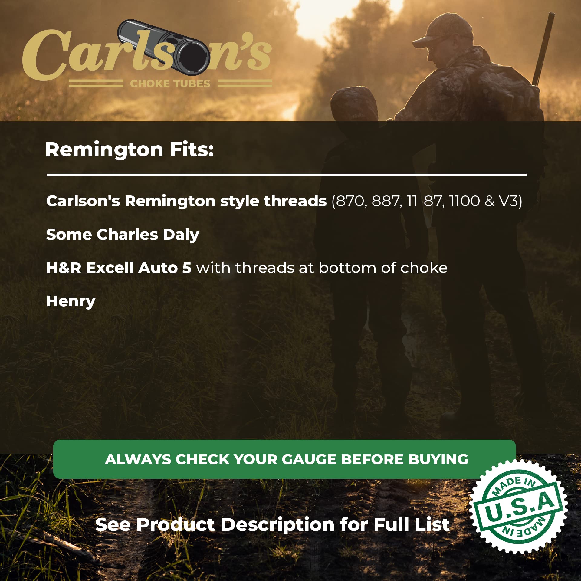 Carlsons Choke Tubes 12 Gauge For Remington [ Full | 0.700 Diameter ] Stainless Steel | Sporting Clays Choke Tube | Made In Usa