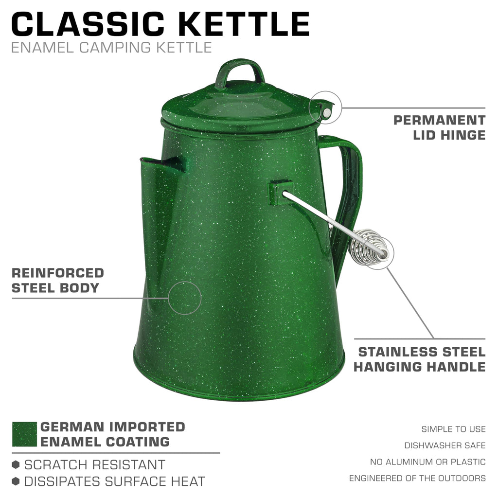 Coletti Classic Camping Kettle - Tea And Camp Kettle, No Aluminum Or Plastic, Ideal For Boiling Water (Green)