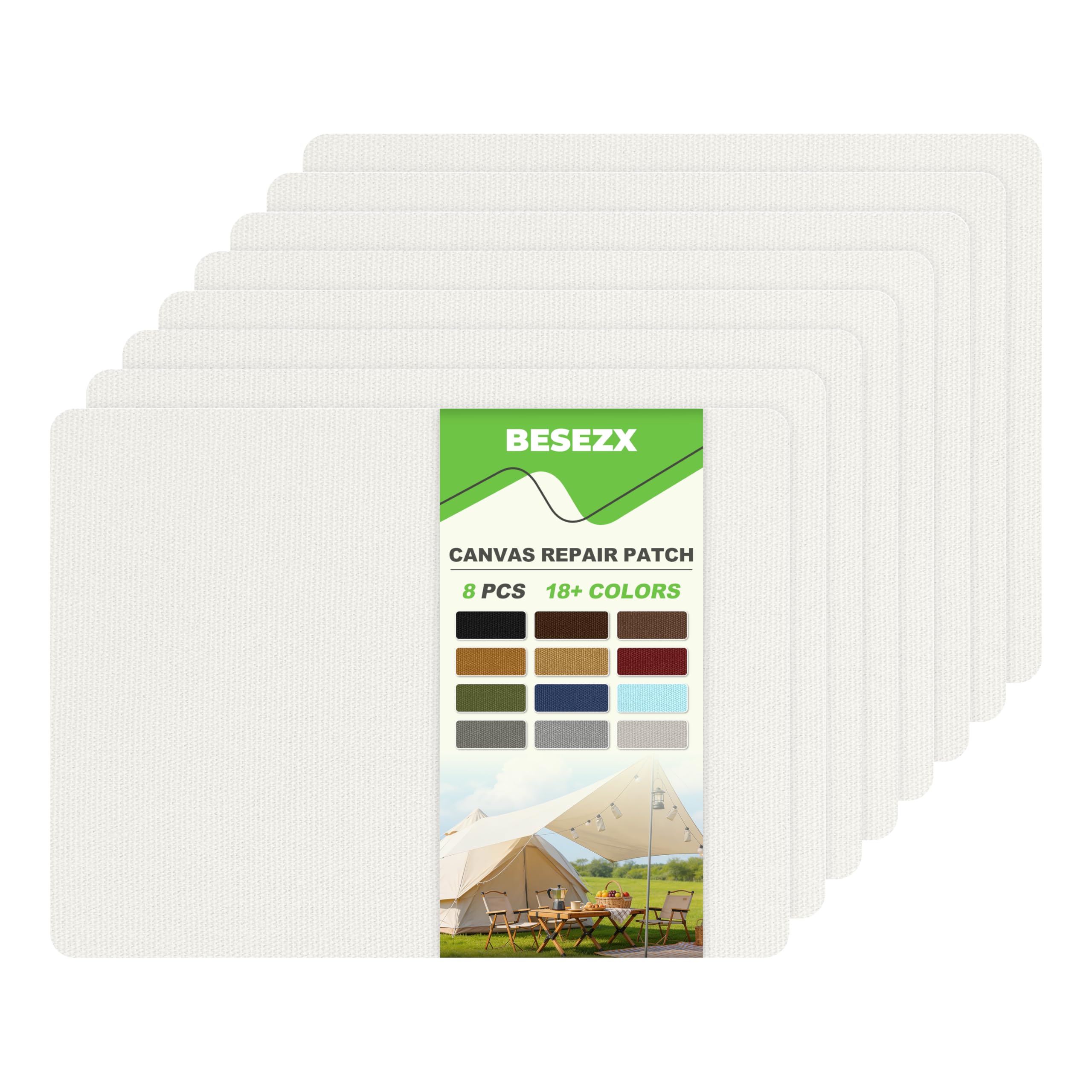 Besezx Canvas Repair Patch,Outdoor Gear Patch,7.87x5.9 Inches 8PCS,Waterproof Self-Adhesive Fabric Repair Tape for Repairing Boa