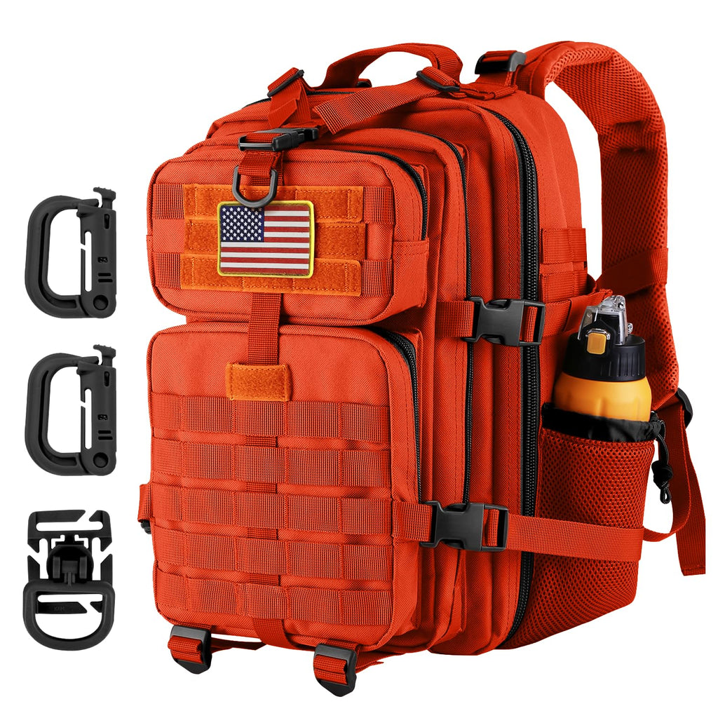 Hannibal Tactical 30L Molle Assault Pack, Tactical Backpack Military Army Camping Rucksack With Bottle Holder, 3-Day Pack, Orang