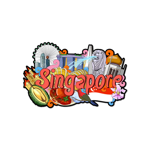 95MILES GARMENTS Colourful Singapore Fridge Magnets for Home Office Kitchen Refrigerator Door Stylish Decor Souvenir Gift (L x H