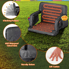 Lemy Heated Stadium Seat For Bleachers With Back Support,25 Wide 6-Position Reclining Padded Cushion,Black Portable Folding Chai