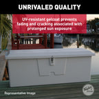 Taylor Made Products Stow 'N Go Medium Fiberglass Dock Box, White (24''H X 72''W X 23''D) - Fiberglass Construction, Uv Gelcoat
