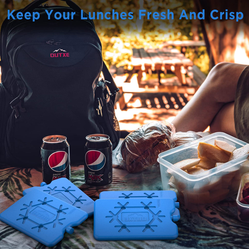 Outxe Ice Packs For Lunch Box 4 -Pack Reusable Ultra-Thin Freezer Packs Long-Lasting Cool Packs For Coolers, Keep Food Fresh And