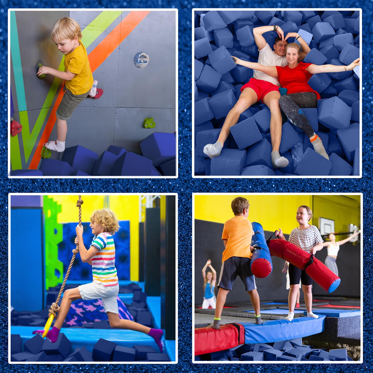 Isellfoam Foam Pit Cubes/Blocks 500 Pcs. (Blue) 4''X4''X4'' Flame Retardant Foam Blocks For Gymnastics, Freerunning And Parkour