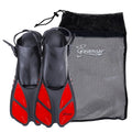 Seavenger Torpedo Swim Fins | Travel Size | Snorkeling Flippers With Mesh Bag For Women, Men And Kids (Red, L/Xl)