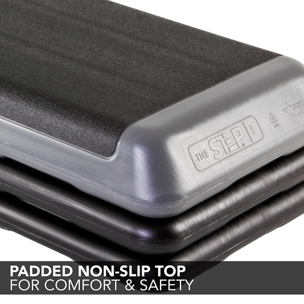 The Step (Made In Usa Original Aerobic Platform For Total Body Fitness - Health Club 4 Risers Grey
