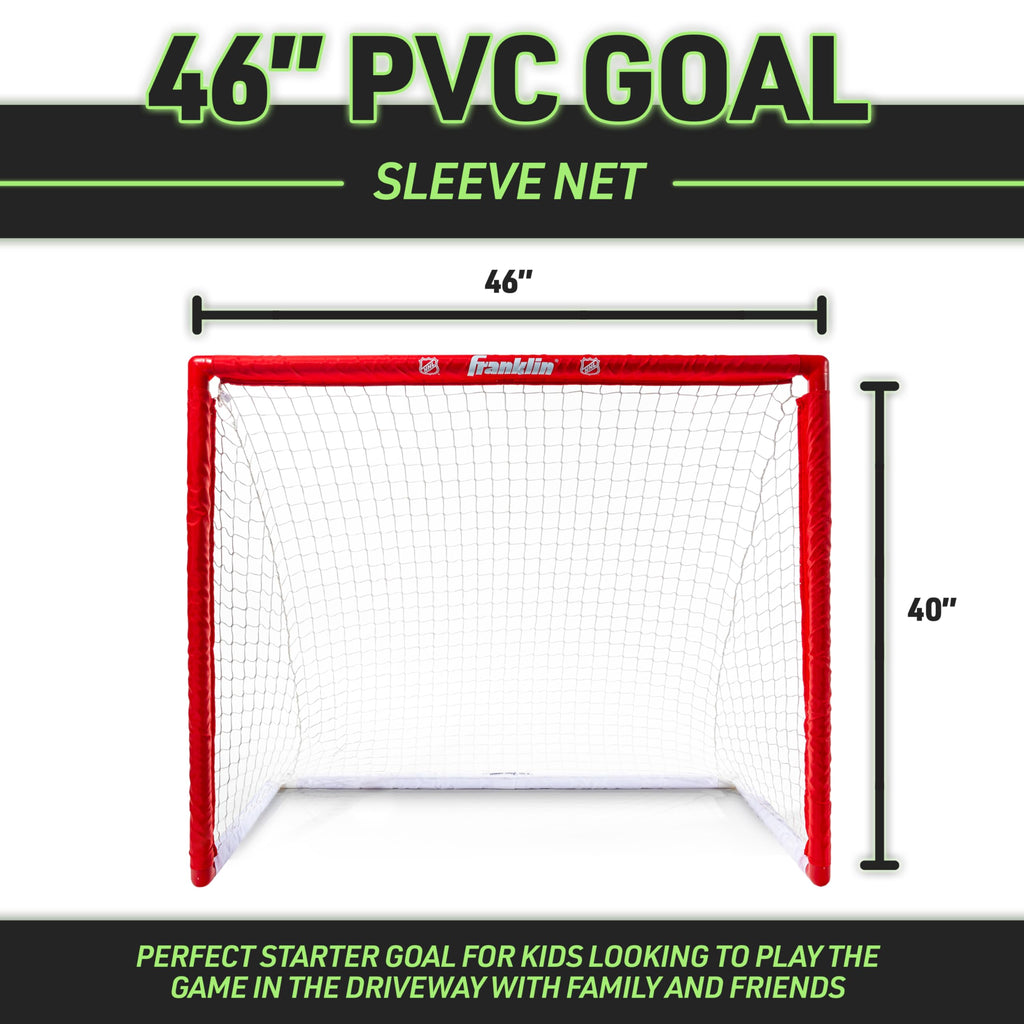 Franklin Sports Nhl Street Hockey Goal With Net - Portable Lightweight Pvc Youth Street + Roller For Kids - 46''