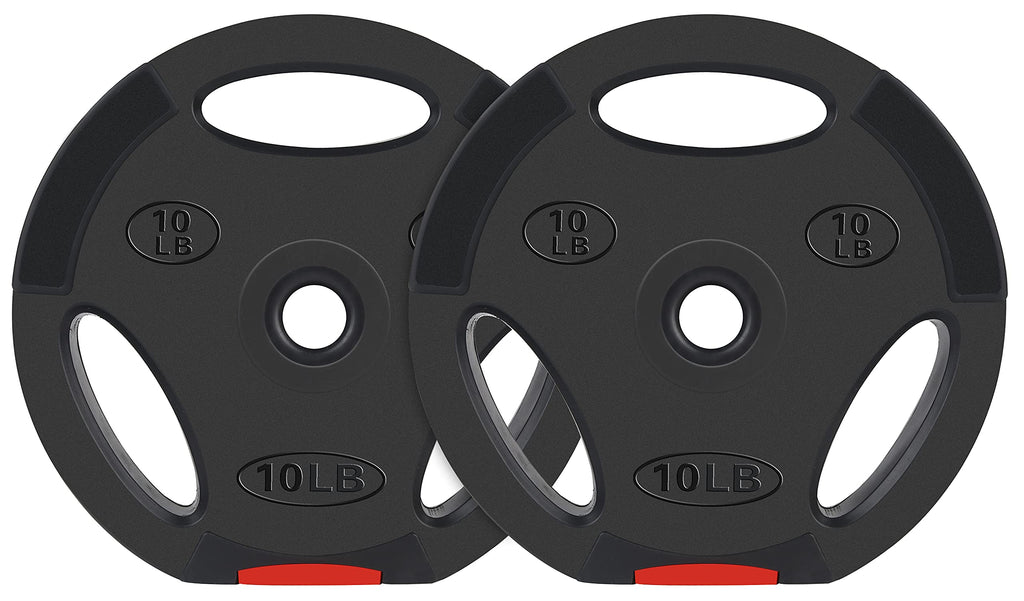 Signature Fitness Vinyl Standard 1-Inch Plate Weight Plate For Strength Training And Weightlifting, 10-Pound, Pair