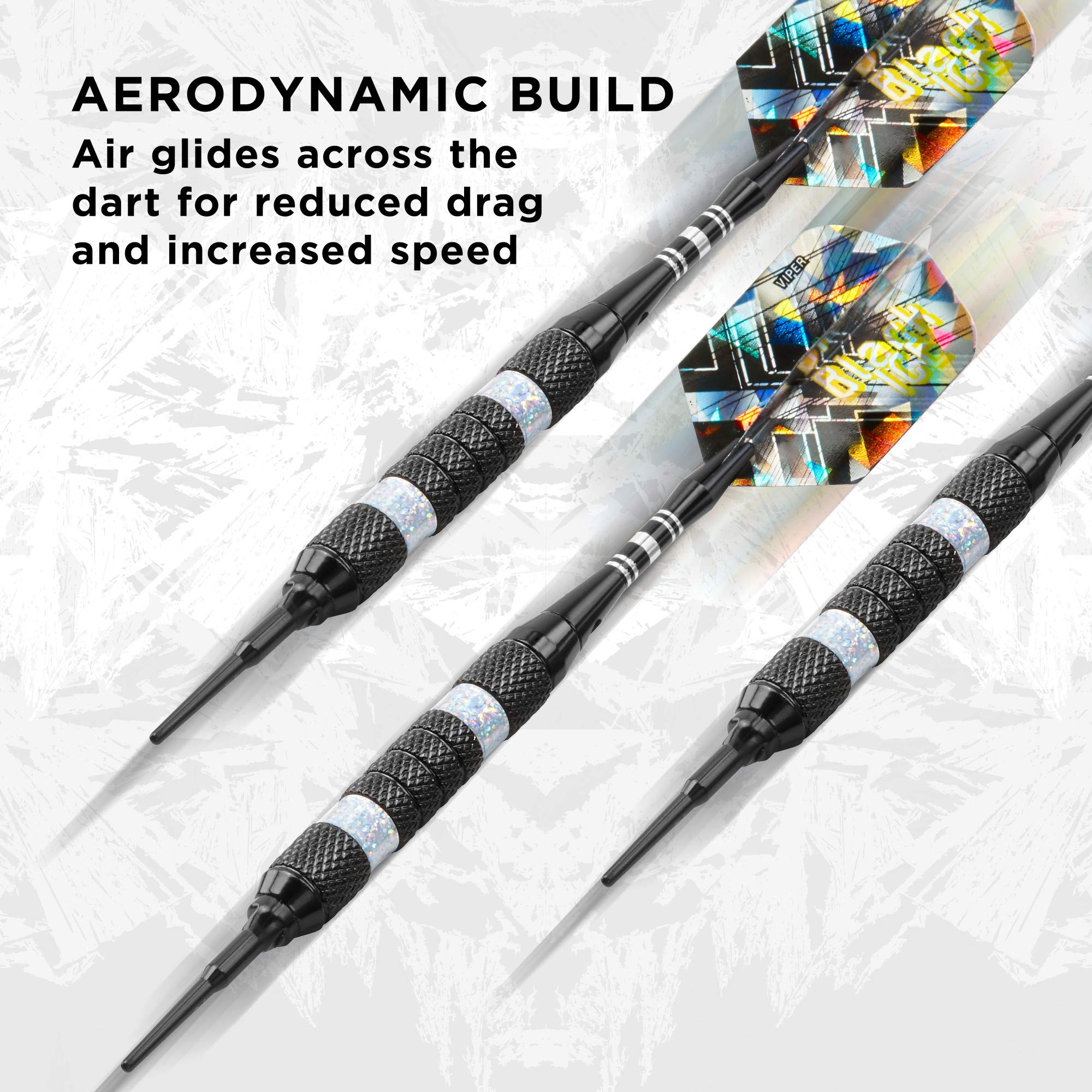 Viper Black Ice Soft Tip Darts With Silver Rings, 16 Grams
