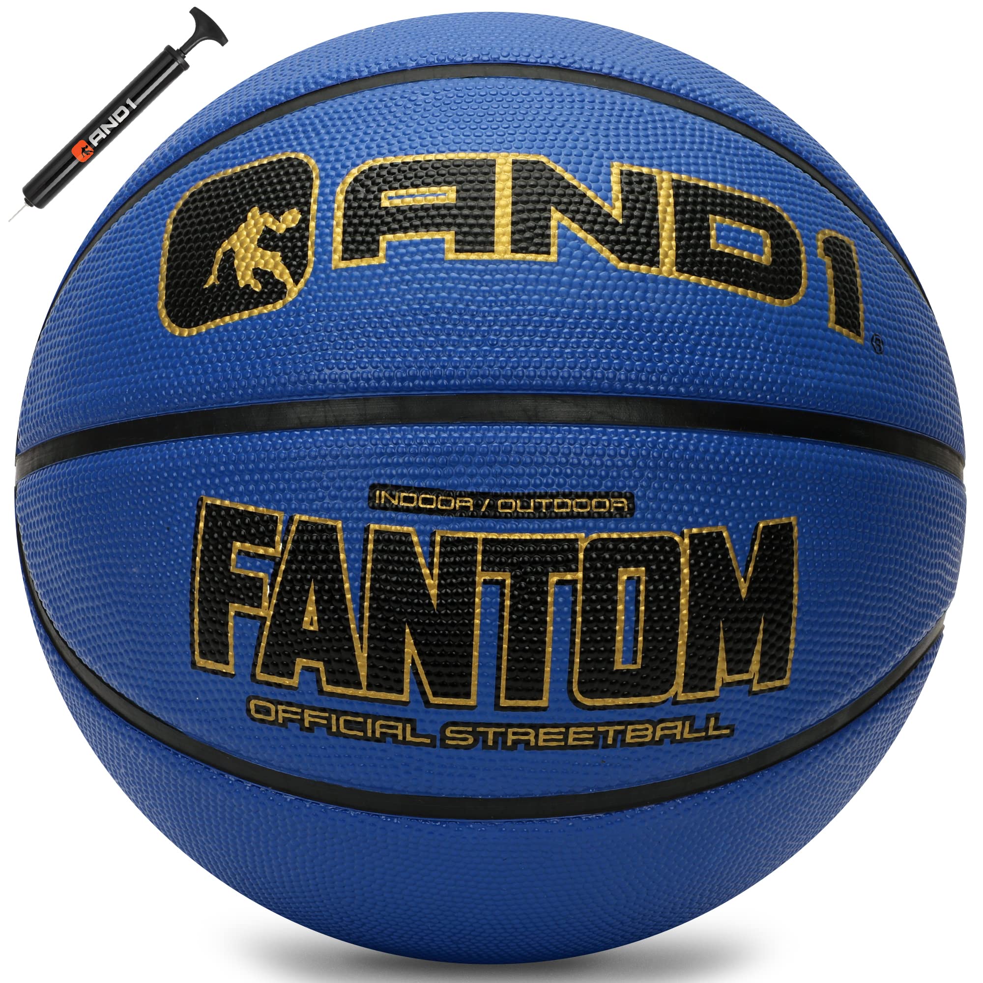 AND1 Fantom Rubber Basketball: Official Regulation Size 7 (29.5 inches) Rubber Basketball - Deep Channel Construction Streetball