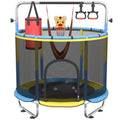60 Toddler Trampoline for Age 2-4, 10ft Mini Kids Trampoline Indoor with Basketball Ball Adjustable Gymnastics Bar & Toys Swing 