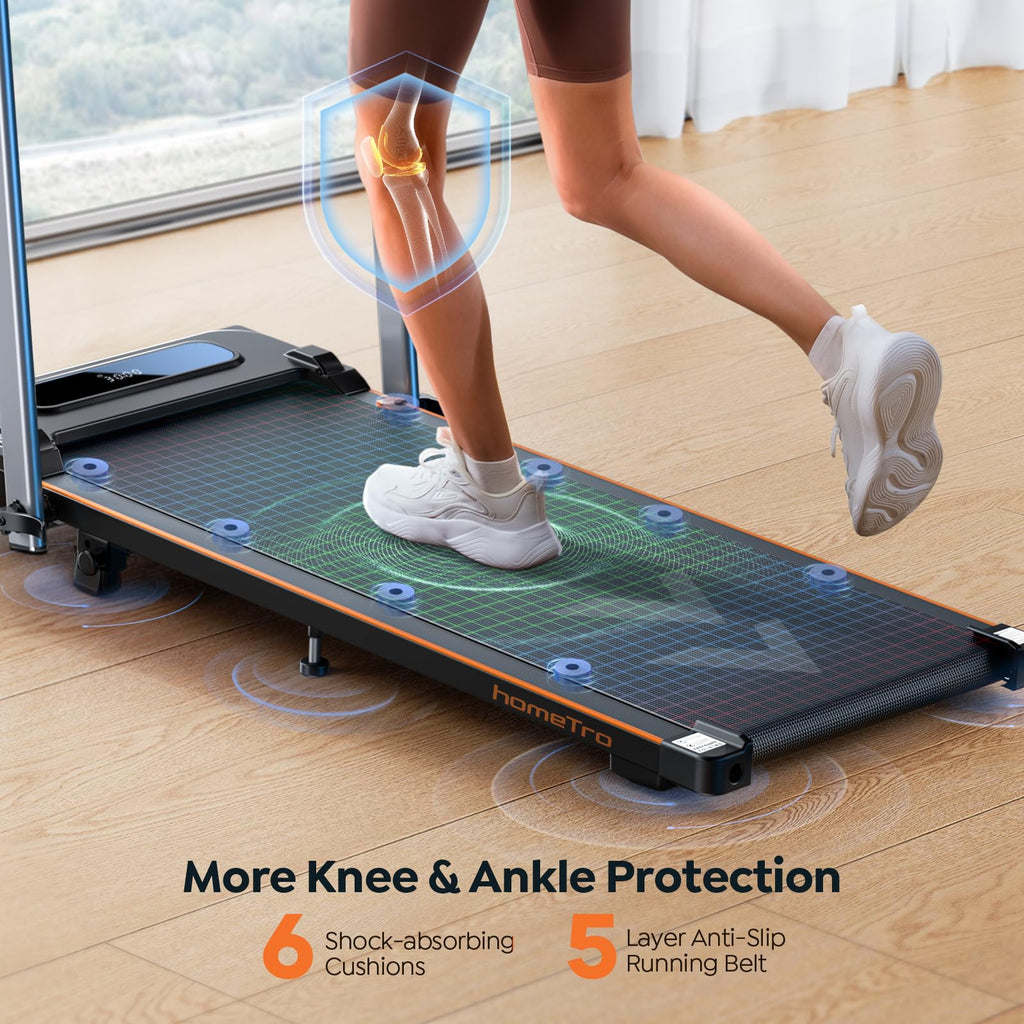 Walking Pad Treadmill with 7% Incline, 2.5HP Portable Under Desk Walking Pad with 0.6-7.5MPH, Handle, Remote and App Control, 26