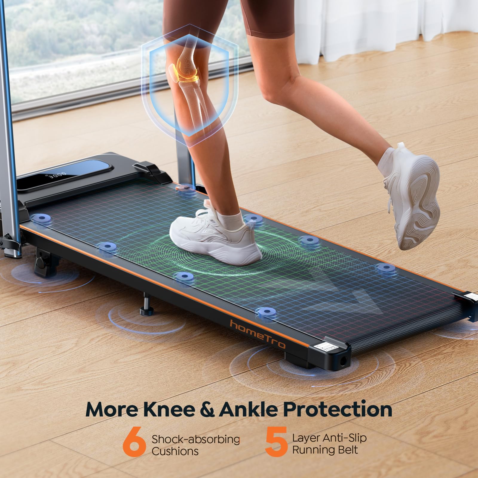 Walking Pad Treadmill with 7% Incline, 2.5HP Portable Under Desk Walking Pad with 0.6-7.5MPH, Handle, Remote and App Control, 26