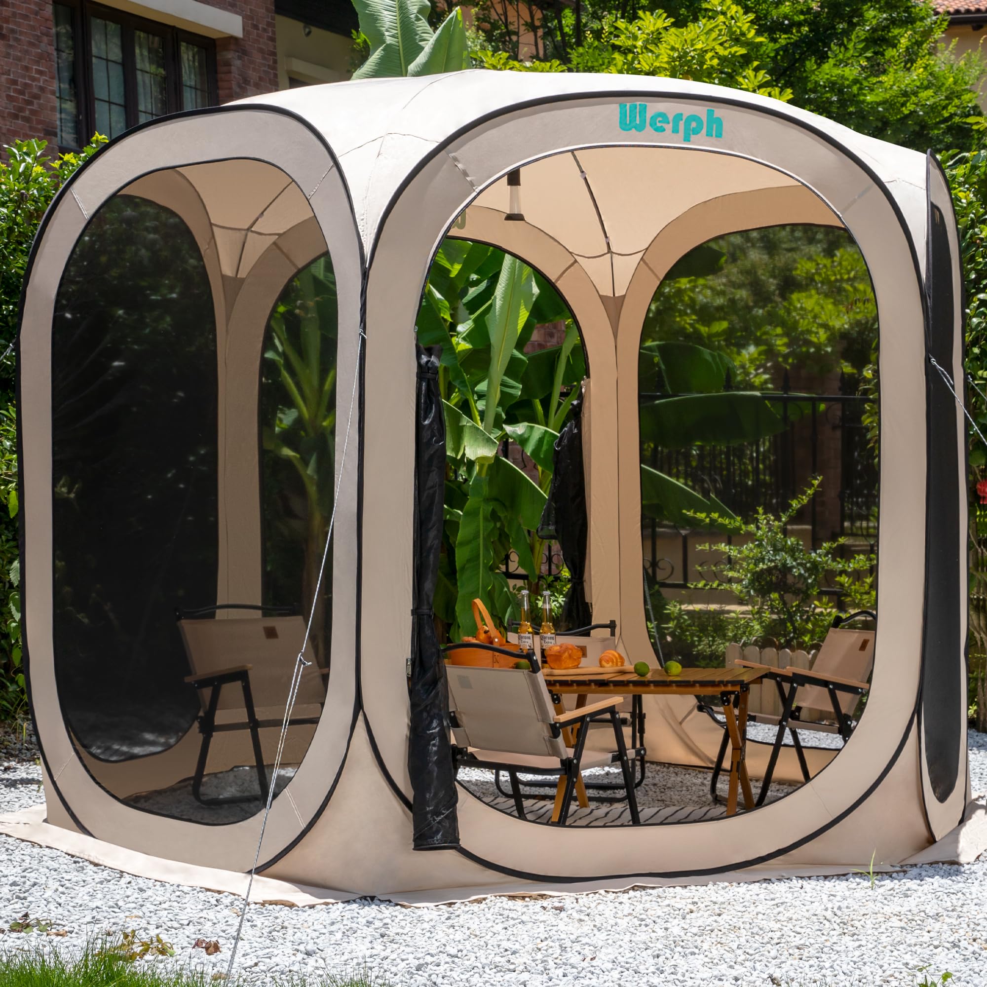 Werph Screen Tent Pop-Up, Portable Tent Canopy with Mesh Mosquito Net, Screen House Room Canopy Shade Screen Houese 10x 10 FT wi