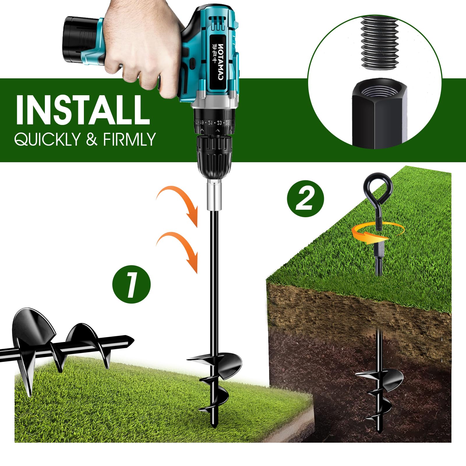 Ground Anchors 4 Pack, Heavy Duty Swing Set Anchors, Spiral Earth Anchors For Trampoline, Camping, Shed, Canopies, Metal Trampol