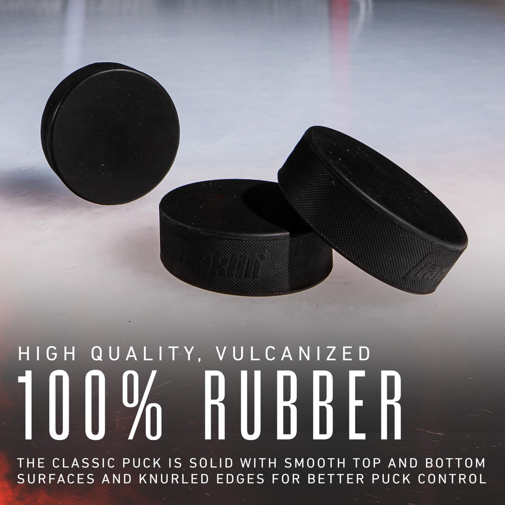 Franklin Sports Ice Hockey Pucks - Black Rubber Pucks For Ice Hockey - Official Size + Weight - Perfect For Rinks + Synthetic Pa