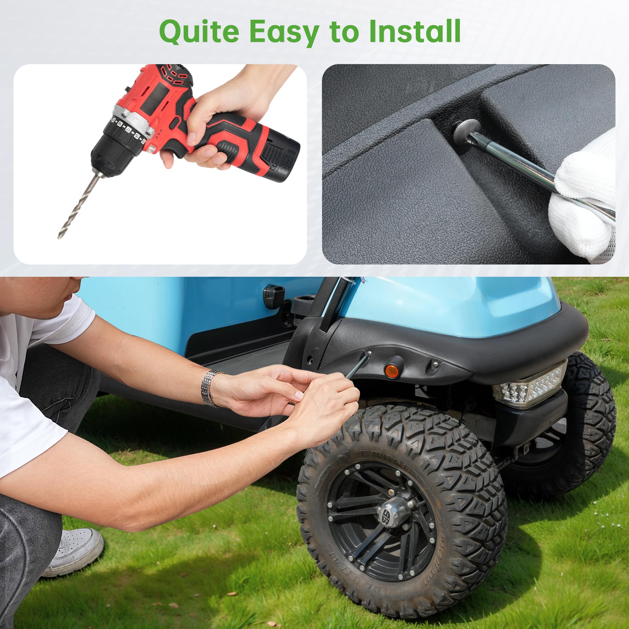 10L0L Golf Cart Standard Fender Flares Front And Rear For Club Car Precedent Golf Carts With Metal Hardware (Set Of 4)
