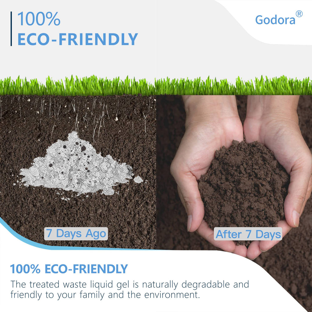 Godora 2.2Lb Eco-Friendly Toilet Urine Powder With Spoon, Fast-Absorbing Camping Toilet Chemicals, Rapidly Biodegradable Eco Gel