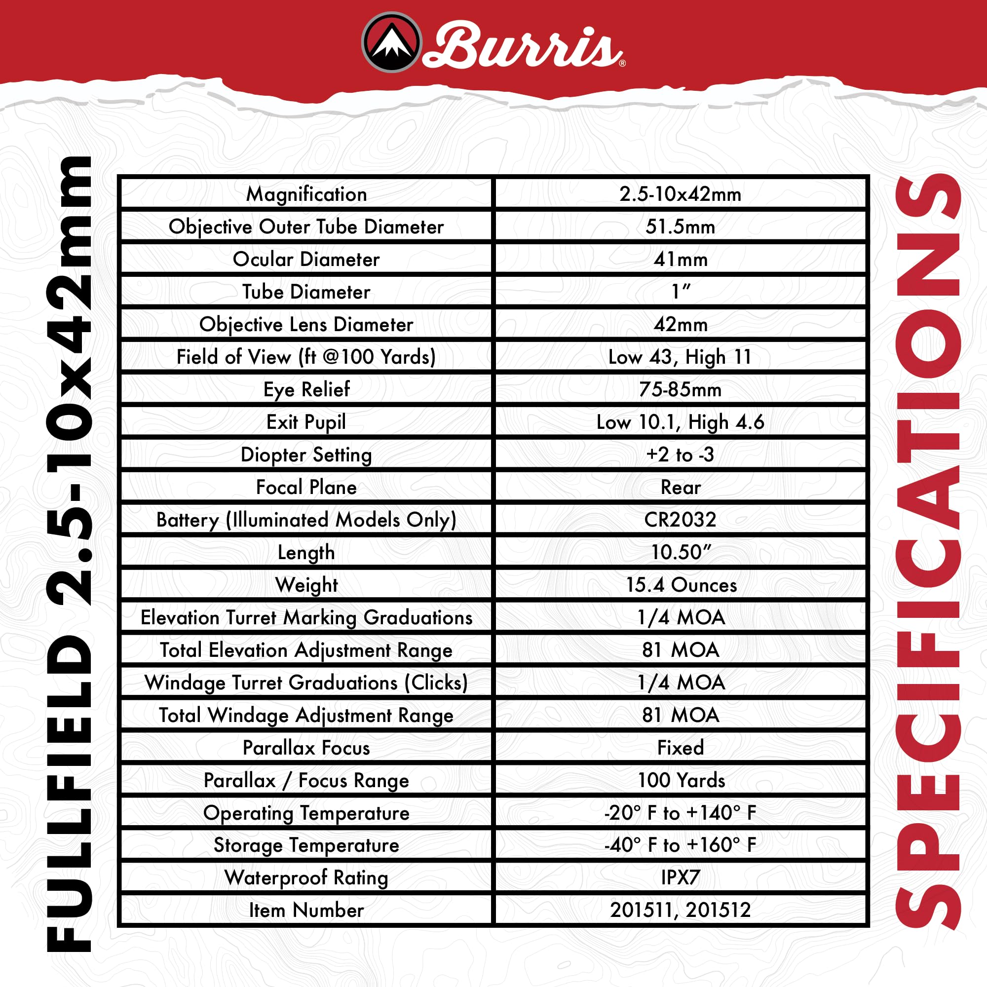 Burris Optics Fullfield 2.5-10x42mm Hunting Riflescopes, 1-inch Tube,Ballistic Plex Reticle, Rear Focal Plane, Waterproof, Shock