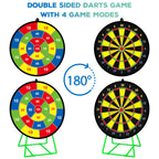 Large Dart Board For Kids With Stand, Double Sided Kids Dart Board With 12 Sticky Balls And Darts,Family Party Party Supplies Fo