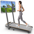 Foldable Treadmill with 8% Incline, Upgrade 3.5HP Low Noise Walking Pad Treadmill with Handle Bar, Trisomy 4 in 1 Portable Under
