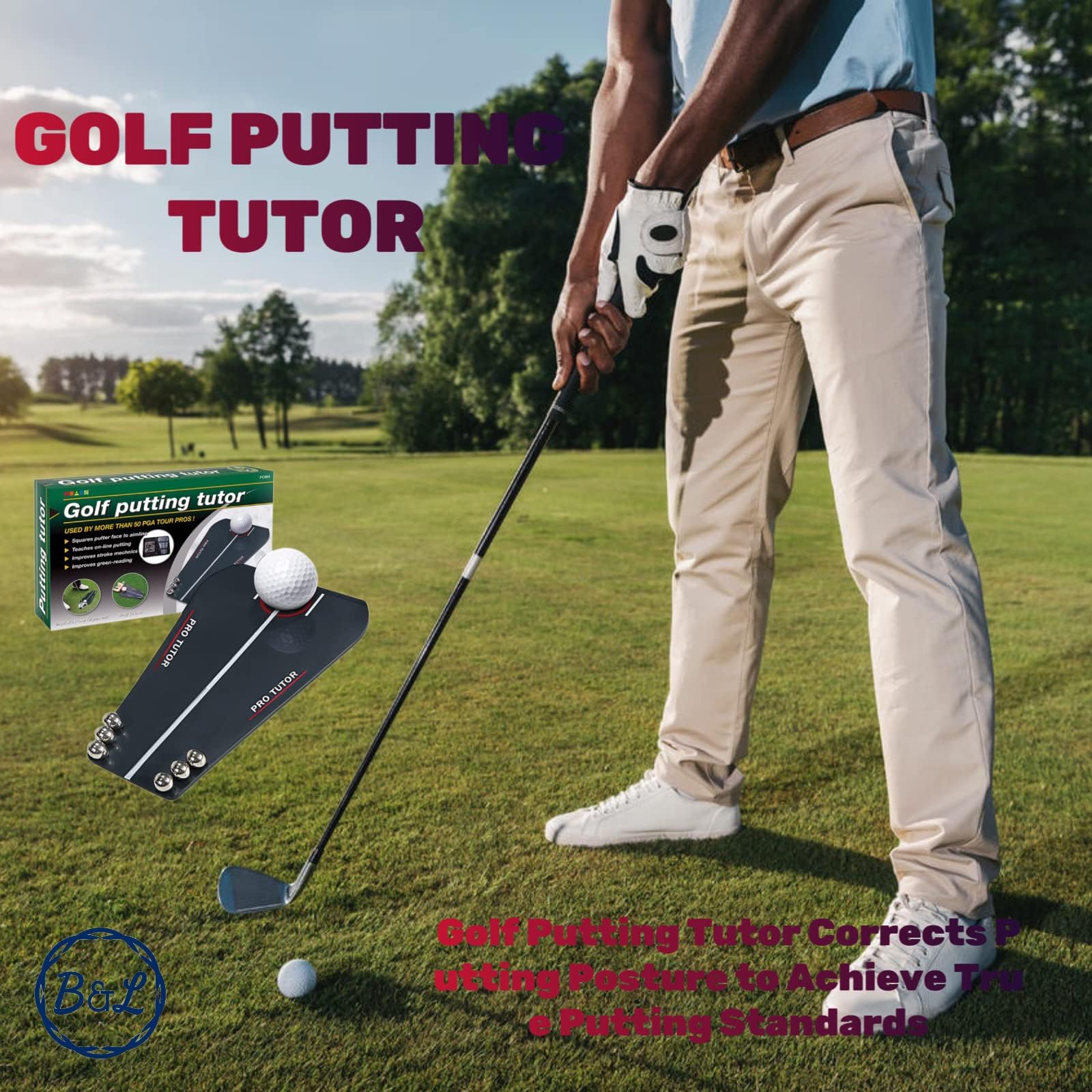 Burning&Lin Golf Putting Tutor Golf Putting Trainer Practice Straight Line Putting Correct Putting Posture Accurate Putting Indo