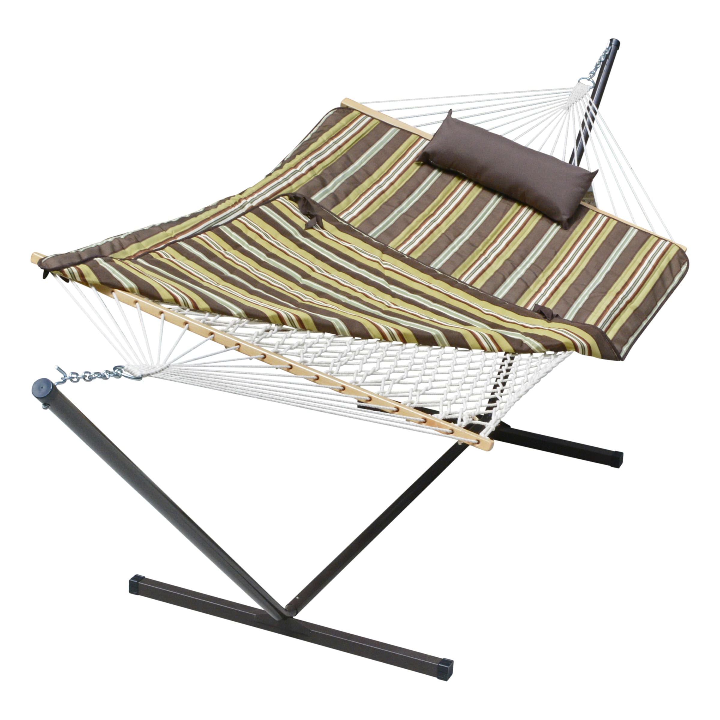 Cotton Rope Hammock, Stand, Pad And Pillow Combination