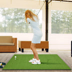 Shopsource 5  4ft Golf Hitting Mat, Anti-Slip Bottom Golf Mat for Indoor Outdoor, Artificial Turf Practice Mats with 9 PU Golf B