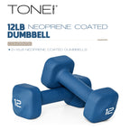 Tone Fitness 12 lb Neoprene Dumbbell Pair for Home Workouts - Non-Slip Design - Blue