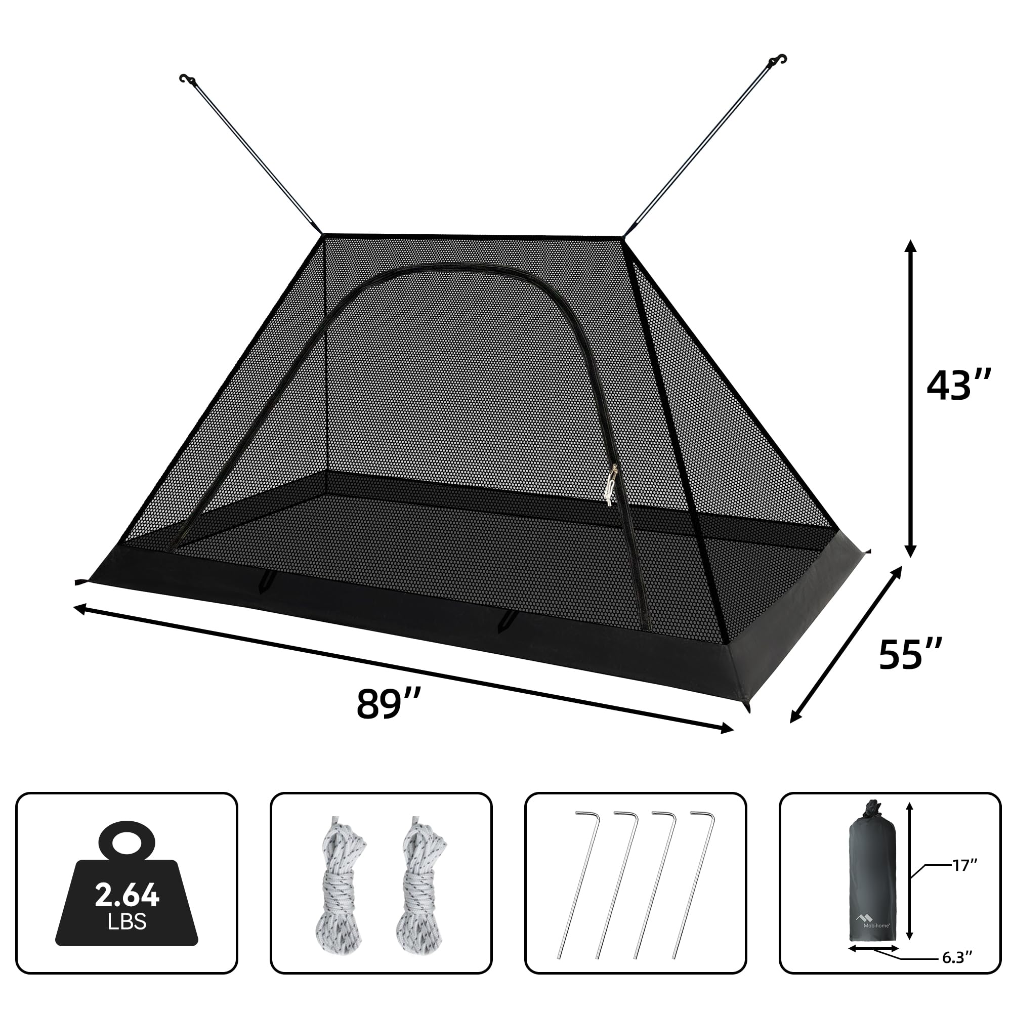 Mobihome Mosquito Net With Protable Bag, Ultralight No-See-Um Breathable Mesh Screen Tent With Waterproof Floor, Compact For Out