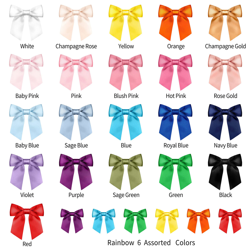 Rainbow Pana 60 Pack Twist Tie Bows For Treat Bags 25 Black Satin Ribbon Bows For Package Craft Gift Wrapping Decoration