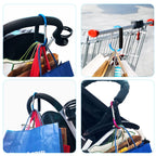 Sansheng 4 Pack Large Carabiner - 5.5'' D-Style Click And Carry Bag Carrier Stroller Hooks(Light Blue And Rose Red)