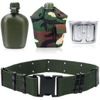 1 Quart Canteen Kit Portable Canteen Hydration Canteens Water Bottle With Reinforced Nylon Bottle Pouch Cover Bag,Aluminum Cup A