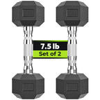 Hex Dumbbell Rubber Encased Dumbbell Strength Training Hex Dumbbell, Hand Weight For Workout & Exercise/Pair Of 7.5Lb