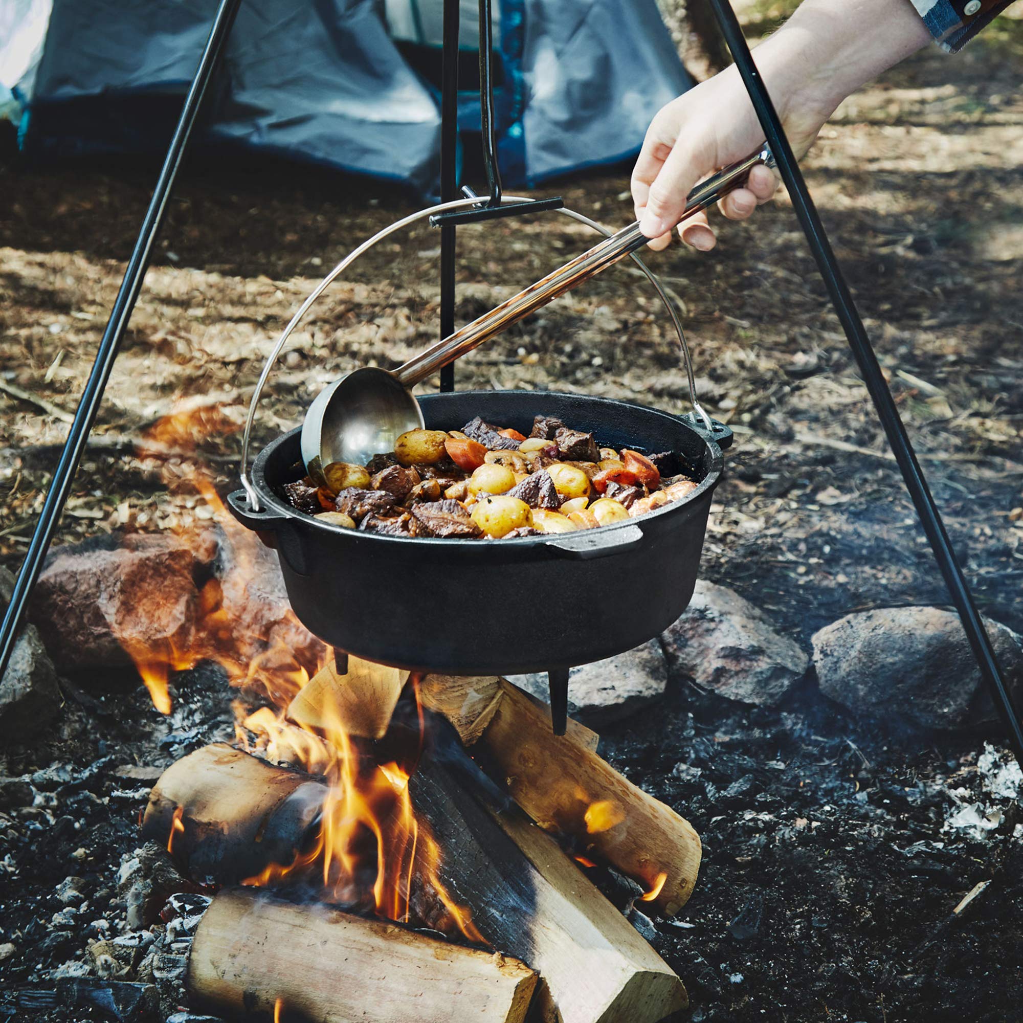 Uno Casa 6Qt Cast Iron Camping Dutch Oven With Lid Lifter And Storage Bag - Cast Iron Dutch Oven Pot With Lid, Cast Iron Camping