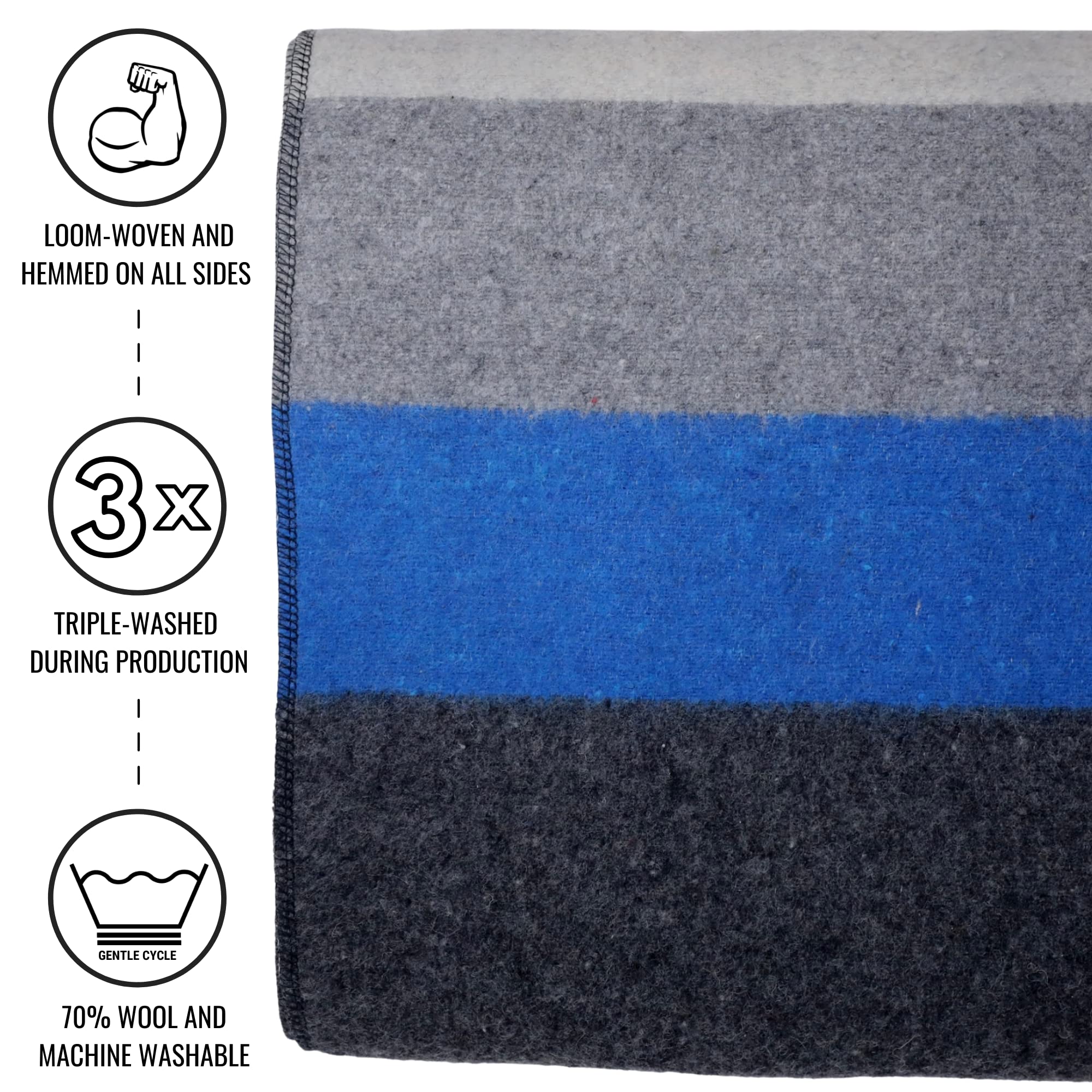 Arcturus Rainier Wool Blanket - 4.5Lbs Warm, Heavy, Washable, Large | Great For Camping, Outdoors, Survival & Emergency Kits (Wh