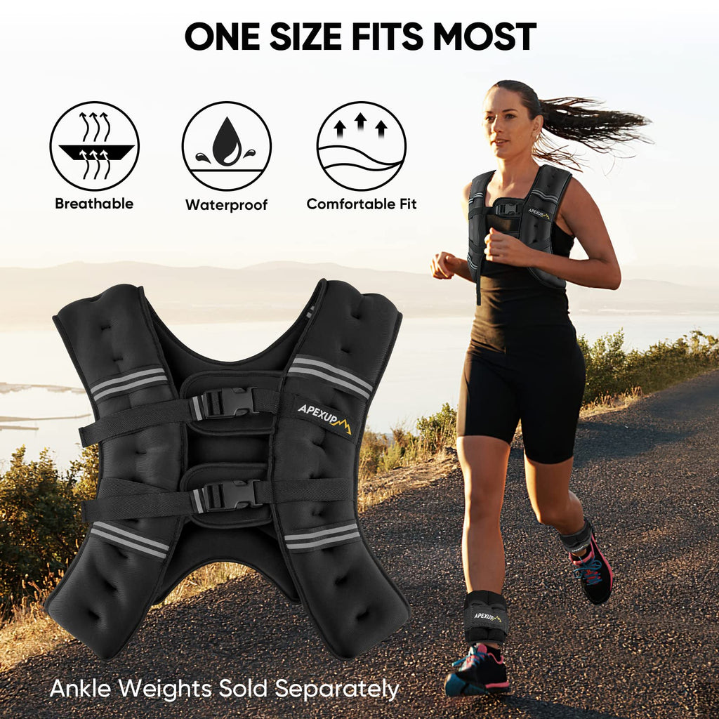 APEXUP 30lbs Weighted Vest Men Women, Weight Vest for Women Workout Equipment for Strength Training Running (Black)