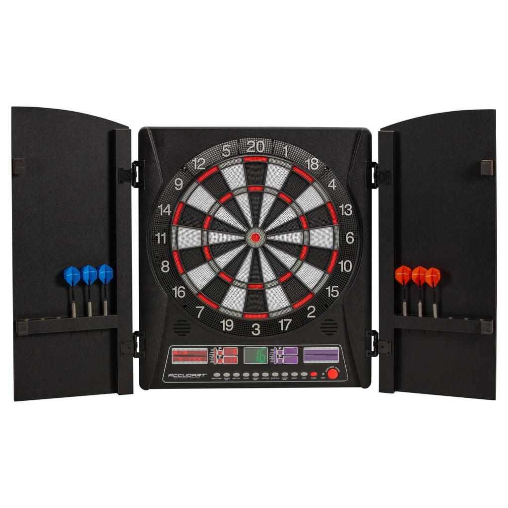 Accudart Apollo Electronic Dartboard Cabinet - 38 Game Modes - 137 Game Variations - Advanced Features - Colorful Backlit Scorin