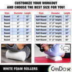 Cando White Pe Foam Rollers For Exercise, Finess, Muscle Restoration, Massage Therapy, Sport Recovery And Physical Therapy For H