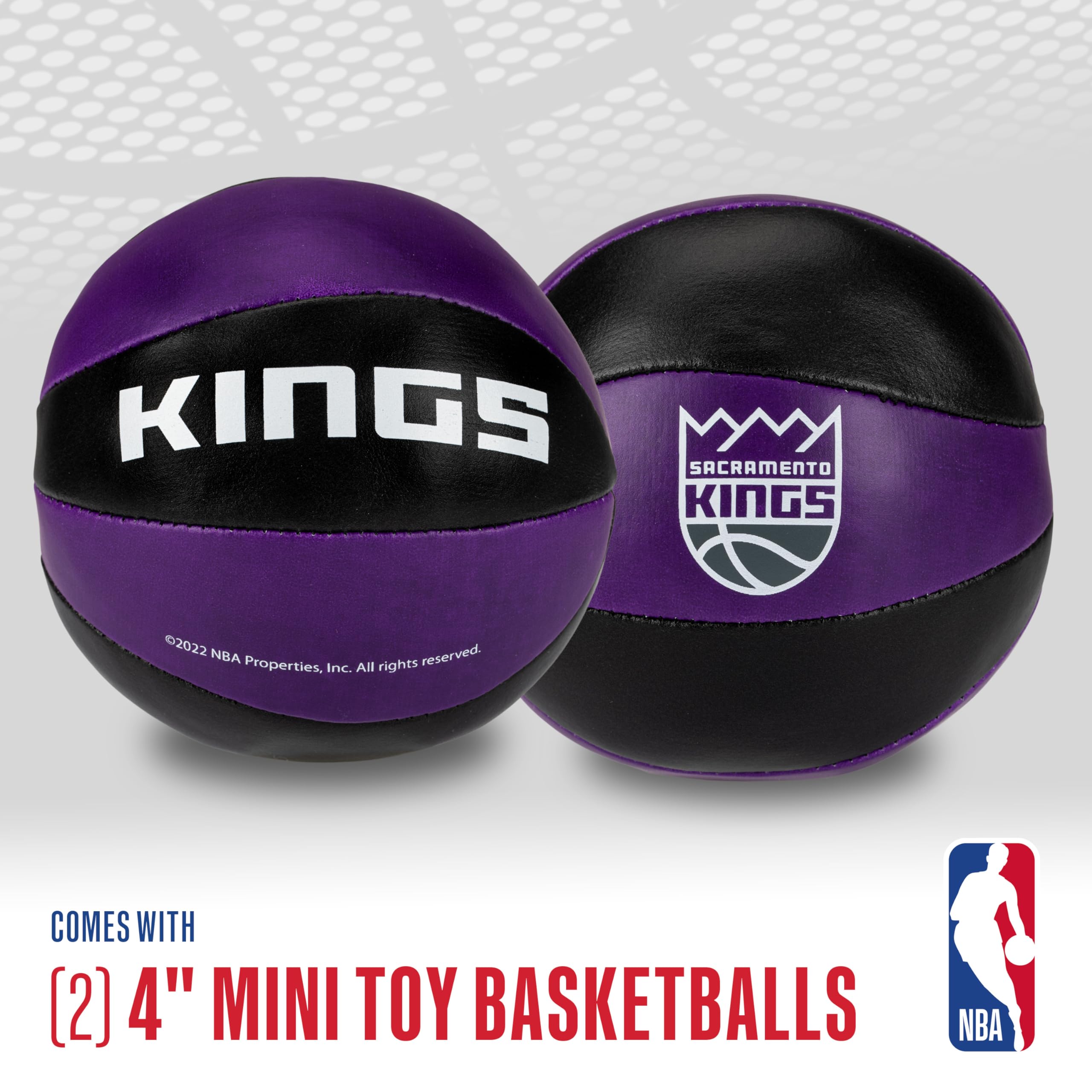 Franklin Sports Nba Sacramento Kings Toy Basketballs - 2 Pack Of Kids Soft Mini Basketballs For Over The Door + Indoor Hoops - N
