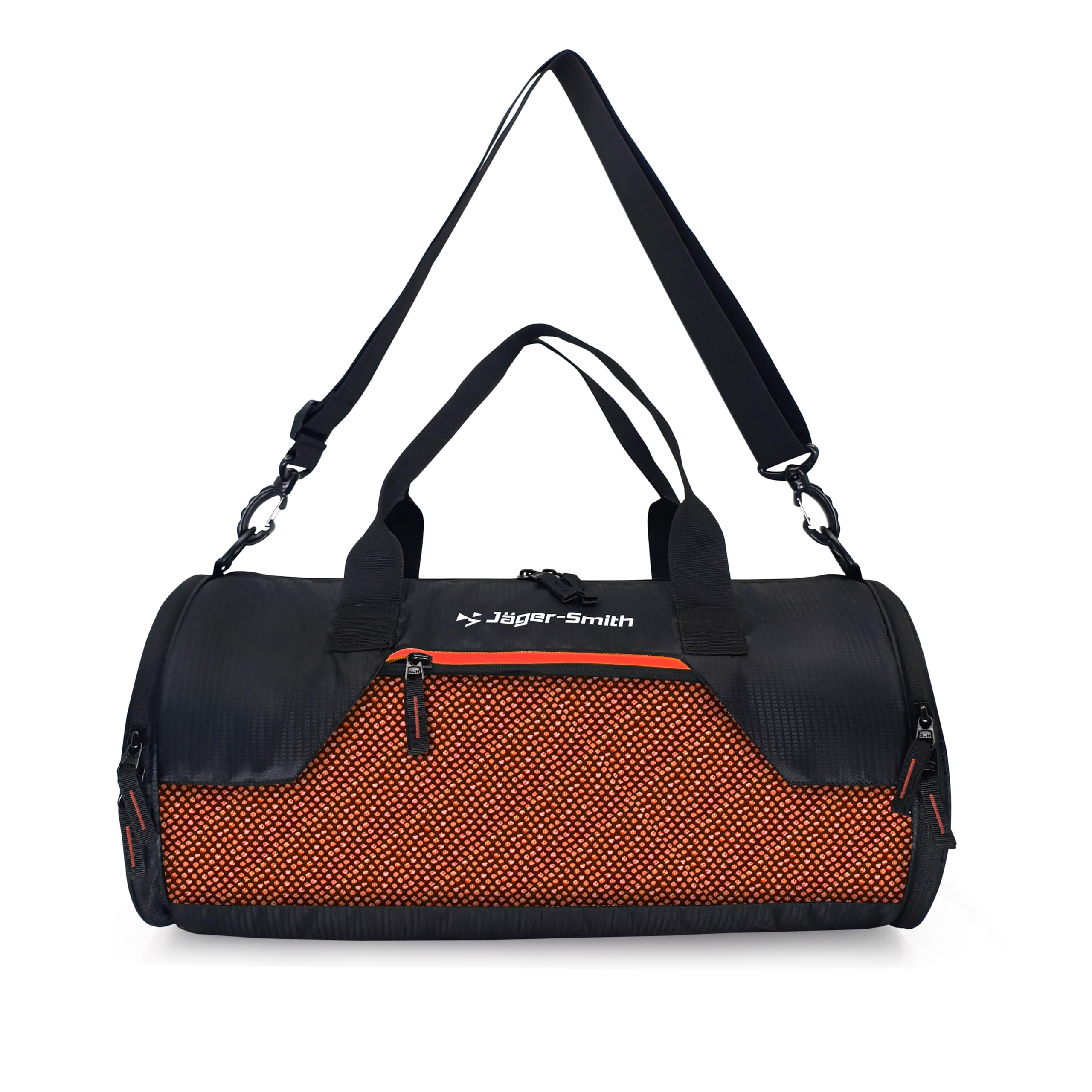 JagerSmith Jsgb501(Black,Orange) Unisex Gym Bag With Shoe Compartment | Front Pocket With Bottle Holder