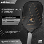 Joola Essentials Performance Pickleball Paddle With Reinforced Fiberglass Surface And Honeycomb Polypropylene Core, Black